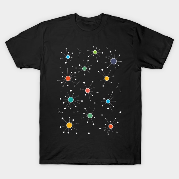 Simple Colourful Minimalist Geometric Mini Constellations Pattern T-Shirt by Liam Warr